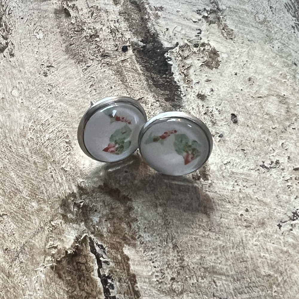 Floral Silver-Tone Stud Earrings